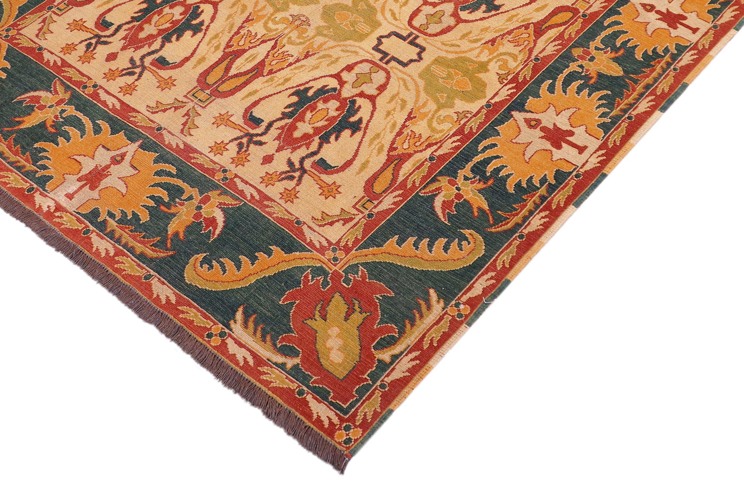 handmade Transitional Antique Beige Green Hand Knotted RECTANGLE 100% WOOL area rug 6' x 7'