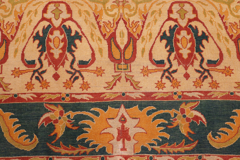 handmade Transitional Antique Beige Green Hand Knotted RECTANGLE 100% WOOL area rug 6' x 7'