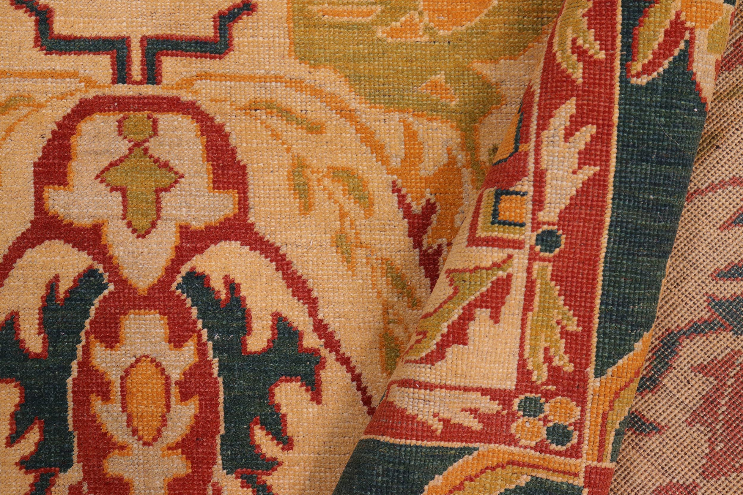 handmade Transitional Antique Beige Green Hand Knotted RECTANGLE 100% WOOL area rug 6' x 7'