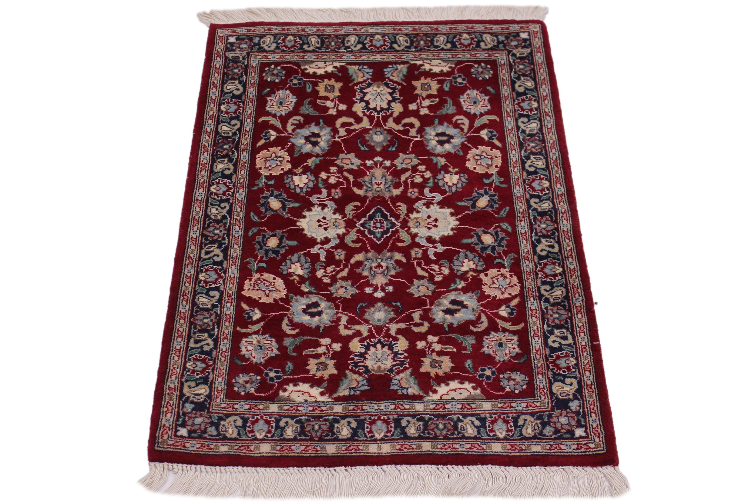 handmade Traditional Abasi Afsha Red Blue Hand Knotted RECTANGLE 100% WOOL area rug 2x3