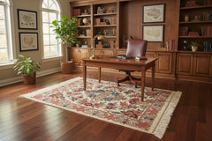 handmade Traditional Abusson Beige Green Hand Knotted RECTANGLE 100% WOOL area rug 2x2