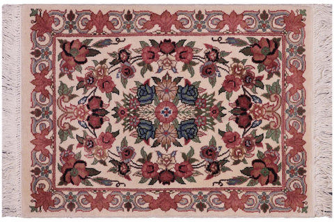 handmade Traditional Abusson Beige Green Hand Knotted RECTANGLE 100% WOOL area rug 2x2