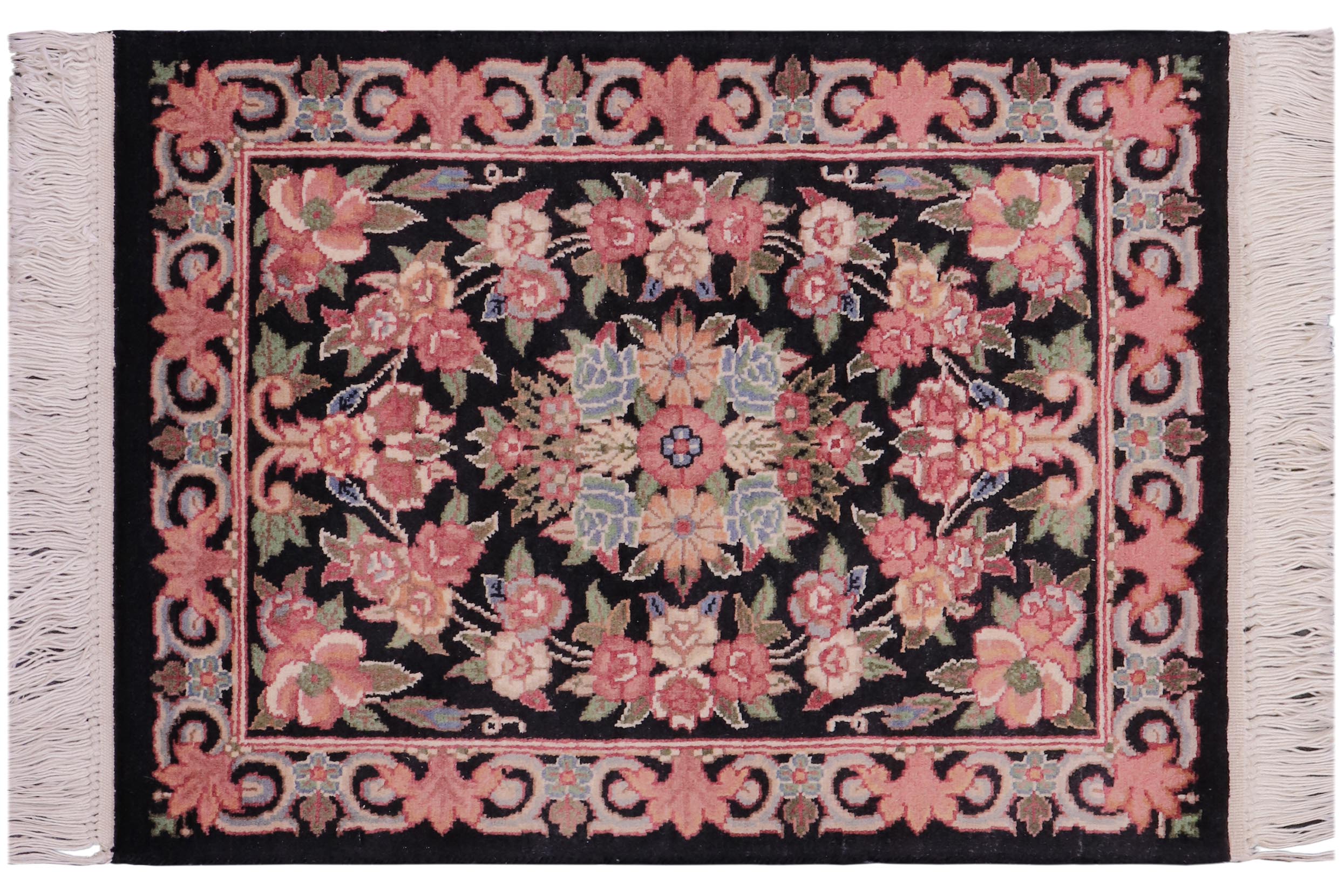 handmade Traditional Abusson Black Black Hand Knotted RECTANGLE 100% WOOL area rug 2x2