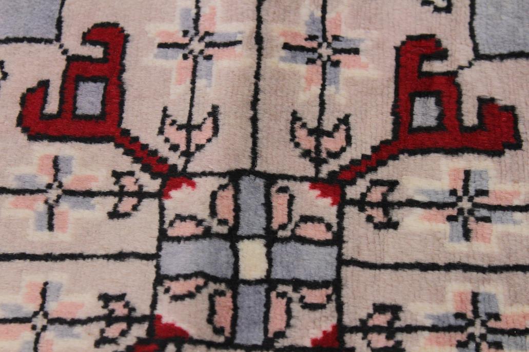 handmade Geometric Bokhara Red Grey Hand Knotted ROUND 100% WOOL area rug 2 x 2