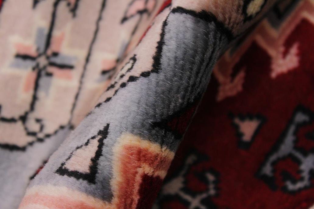 handmade Geometric Bokhara Red Grey Hand Knotted ROUND 100% WOOL area rug 2 x 2