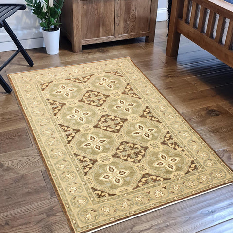 handmade Transitional Kafkaz Brown Green Hand Knotted RECTANGLE 100% WOOL area rug 4' x 7'