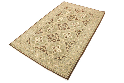 handmade Transitional Kafkaz Brown Green Hand Knotted RECTANGLE 100% WOOL area rug 4' x 7'