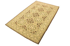 handmade Transitional Kafkaz Brown Green Hand Knotted RECTANGLE 100% WOOL area rug 4 x 7