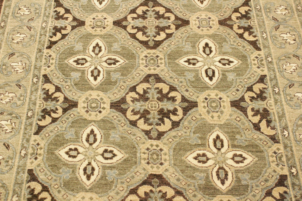 handmade Transitional Kafkaz Brown Green Hand Knotted RECTANGLE 100% WOOL area rug 4' x 7'