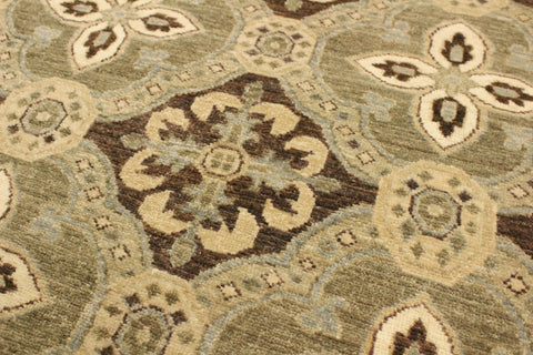 handmade Transitional Kafkaz Brown Green Hand Knotted RECTANGLE 100% WOOL area rug 4' x 7'
