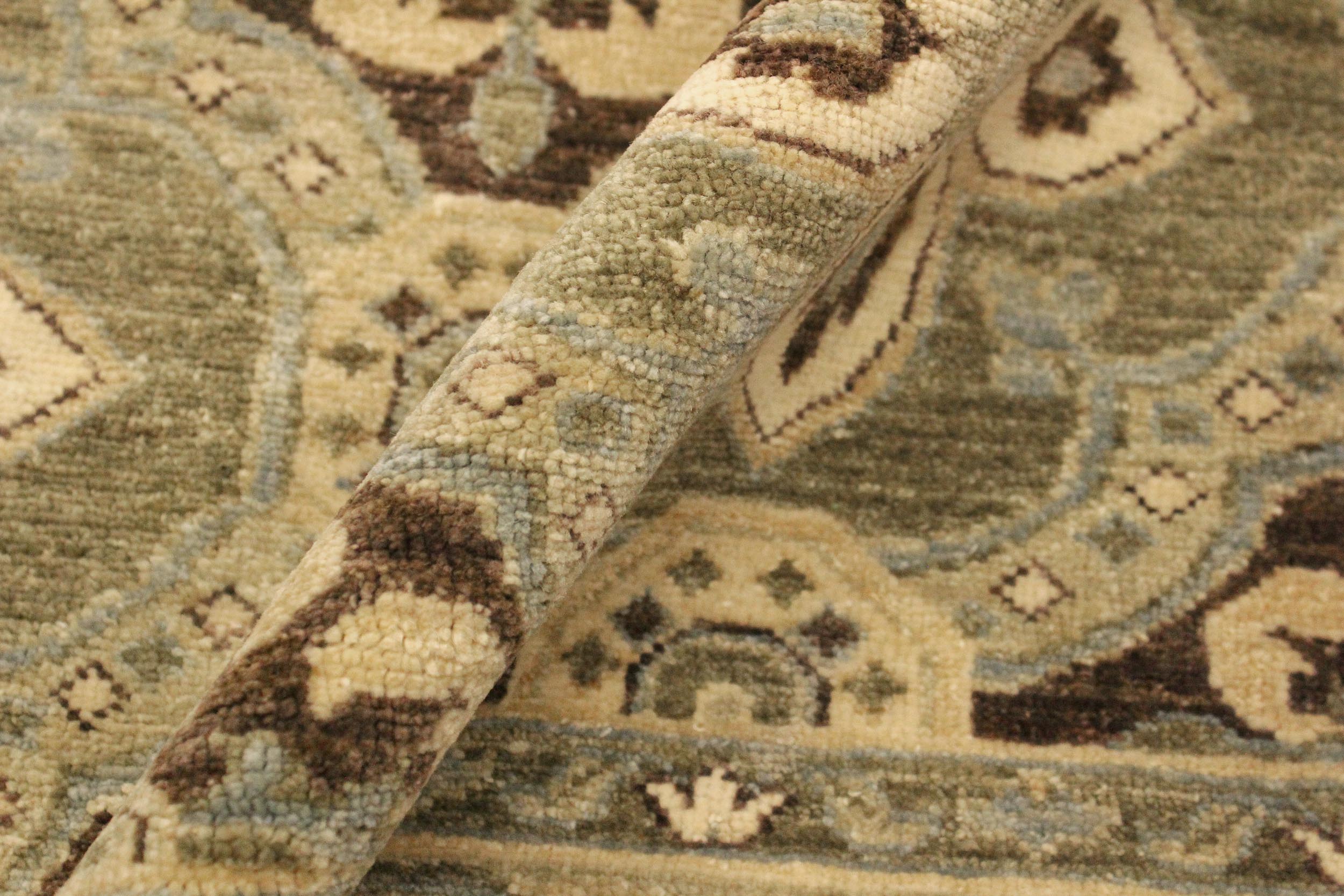 handmade Transitional Kafkaz Brown Green Hand Knotted RECTANGLE 100% WOOL area rug 4' x 7'