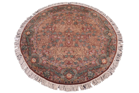handmade Traditional Imran Brown Green Hand Knotted ROUND 100% WOOL area rug 8' x 8'