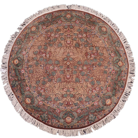 handmade Traditional Imran Brown Green Hand Knotted ROUND 100% WOOL area rug 8'x8'