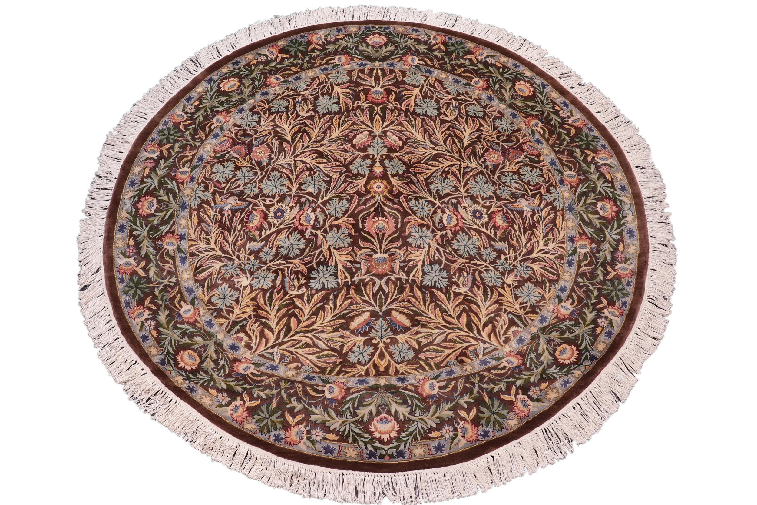 handmade Traditional Imran Brown Gray Hand Knotted ROUND 100% WOOL area rug 6'x6'