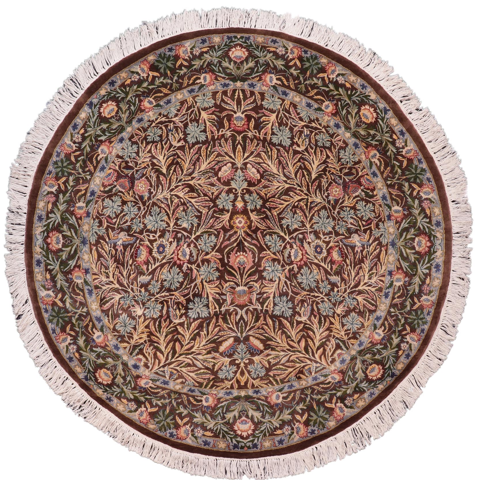 handmade Traditional Imran Brown Gray Hand Knotted ROUND 100% WOOL area rug 6'x6'