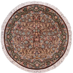 handmade Traditional Imran Brown Gray Hand Knotted ROUND 100% WOOL area rug 6'x6'