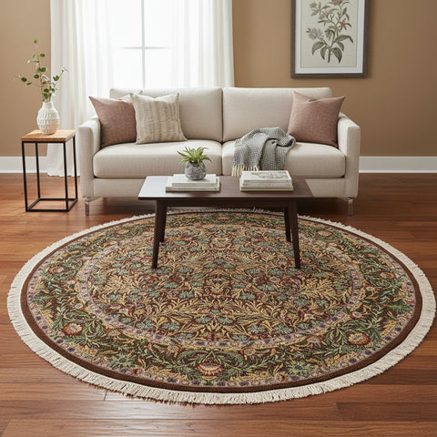 handmade Traditional Imran Brown Gray Hand Knotted ROUND 100% WOOL area rug 8'x8'