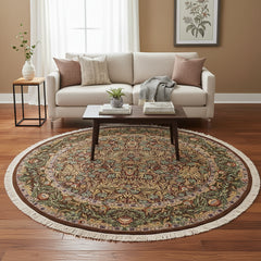 handmade Traditional Imran Brown Gray Hand Knotted ROUND 100% WOOL area rug 8'x8'