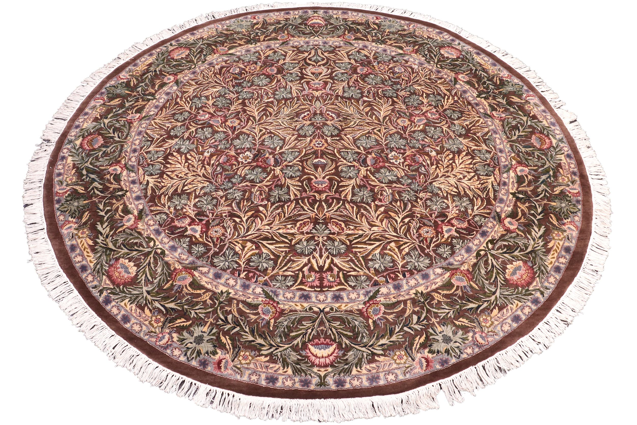 handmade Traditional Imran Brown Gray Hand Knotted ROUND 100% WOOL area rug 8'x8'