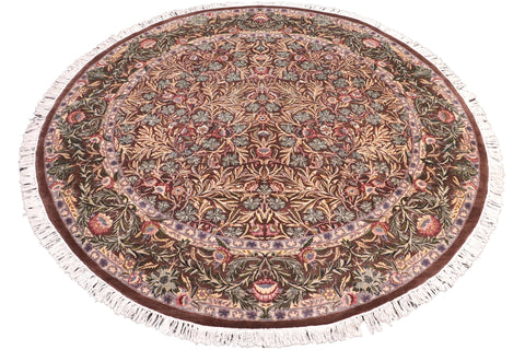 handmade Traditional Imran Brown Gray Hand Knotted ROUND 100% WOOL area rug 8'x8'