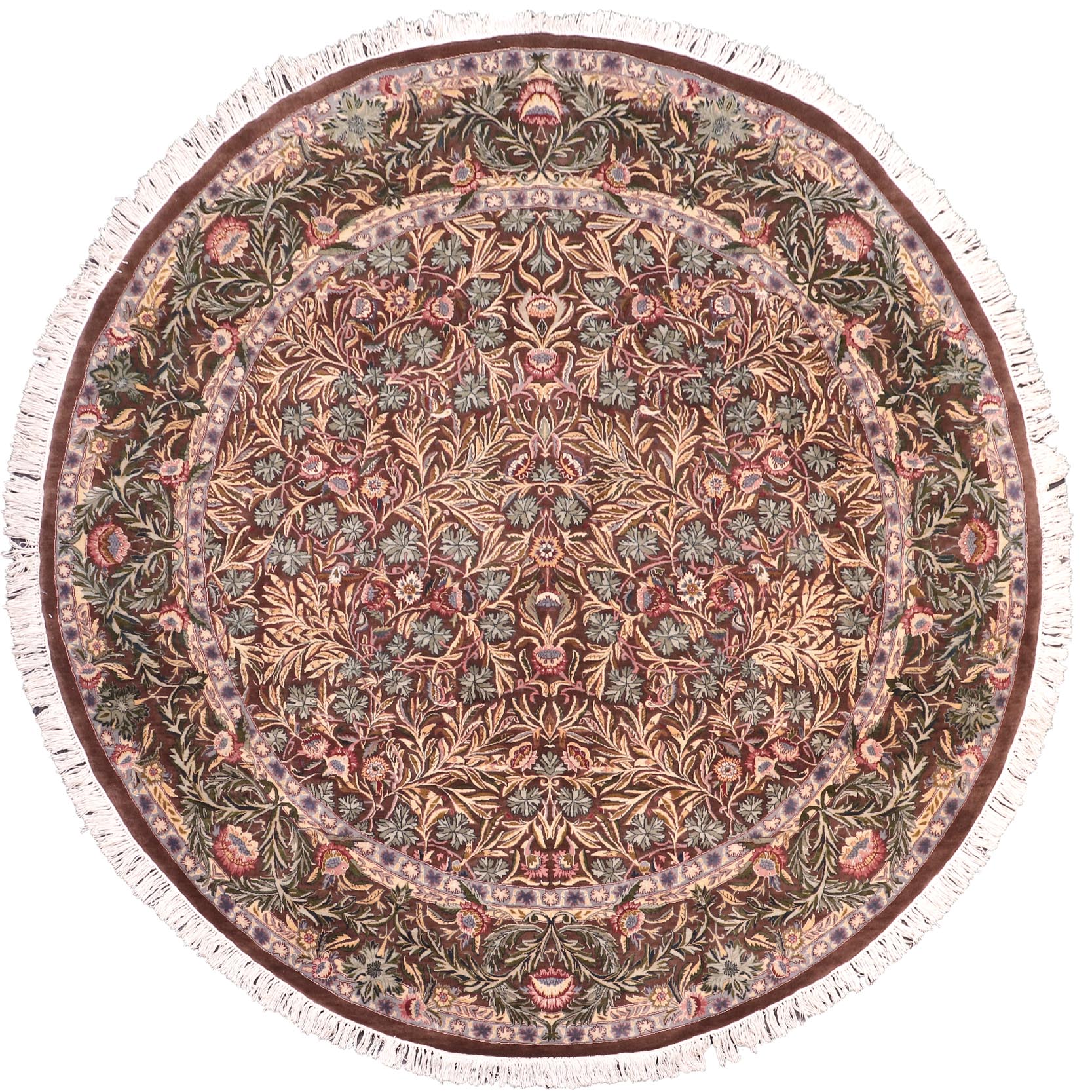 handmade Traditional Imran Brown Gray Hand Knotted ROUND 100% WOOL area rug 8'x8'