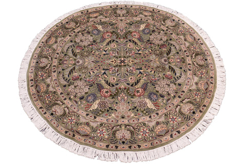 handmade Traditional Nagi Lt. Green Gray Hand Knotted ROUND 100% WOOL area rug 6'x6'