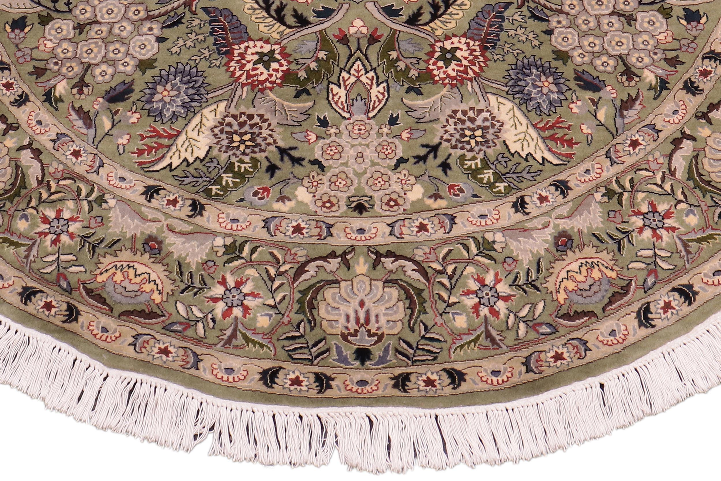 handmade Traditional Nagi Lt. Green Gray Hand Knotted ROUND 100% WOOL area rug 6'x6'