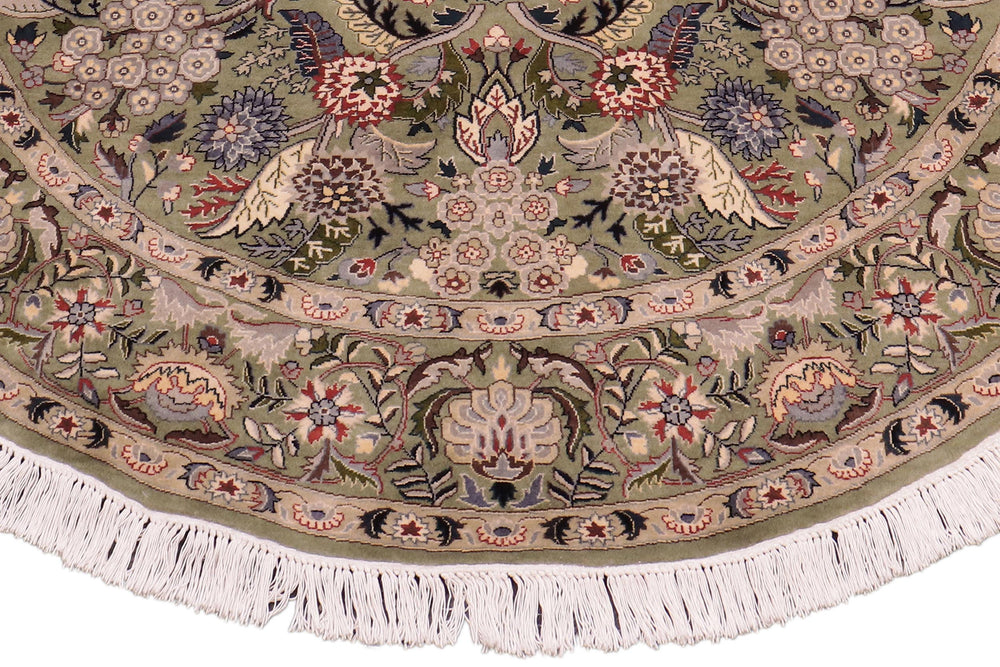 handmade Traditional Nagi Lt. Green Gray Hand Knotted ROUND 100% WOOL area rug 6'x6'