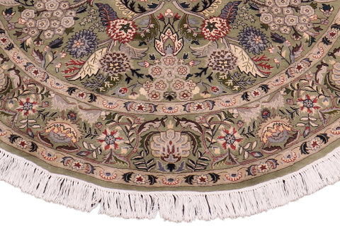 handmade Traditional Nagi Lt. Green Gray Hand Knotted ROUND 100% WOOL area rug 6'x6'