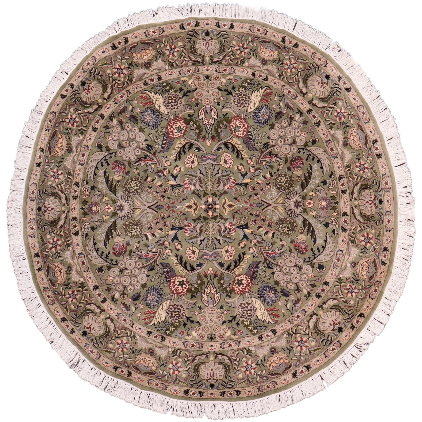 handmade Traditional Nagi Lt. Green Gray Hand Knotted ROUND 100% WOOL area rug 6'x6'