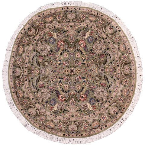 handmade Traditional Nagi Lt. Green Gray Hand Knotted ROUND 100% WOOL area rug 6'x6'