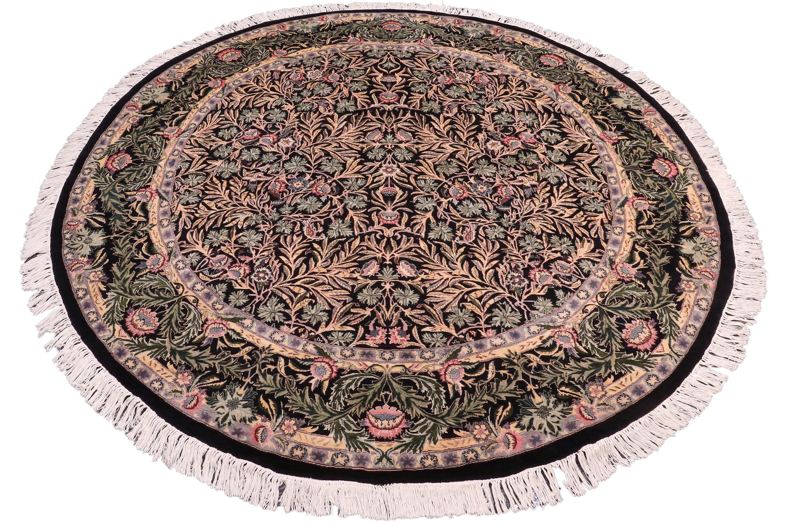 handmade Traditional Imran Black Green Hand Knotted ROUND 100% WOOL area rug 8' x 8'
