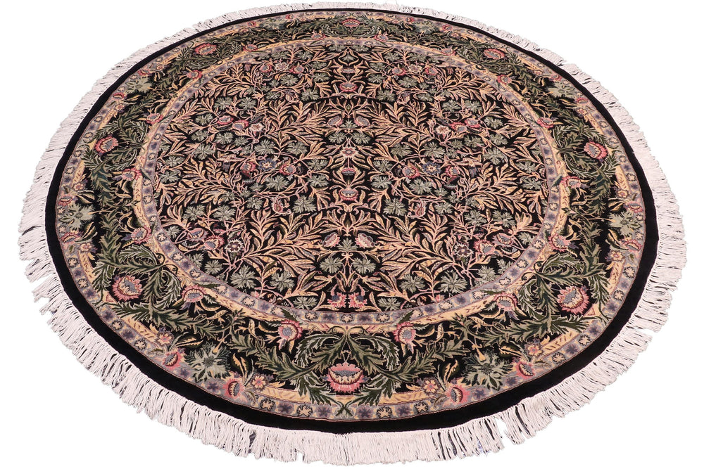 handmade Traditional Imran Black Green Hand Knotted ROUND 100% WOOL area rug 8'x8'