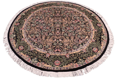 handmade Traditional Imran Black Green Hand Knotted ROUND 100% WOOL area rug 8'x8'