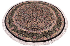 handmade Traditional Imran Black Green Hand Knotted ROUND 100% WOOL area rug 8'x8'