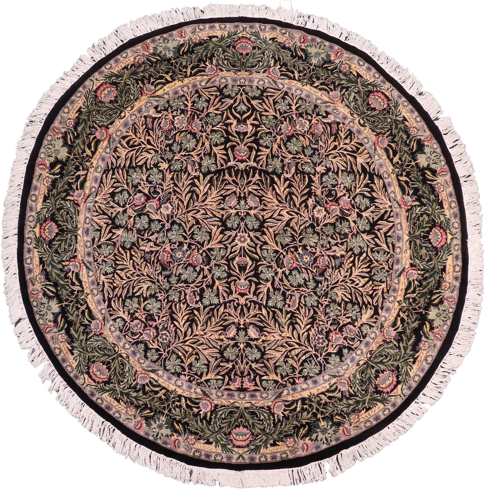 handmade Traditional Imran Black Green Hand Knotted ROUND 100% WOOL area rug 8'x8'