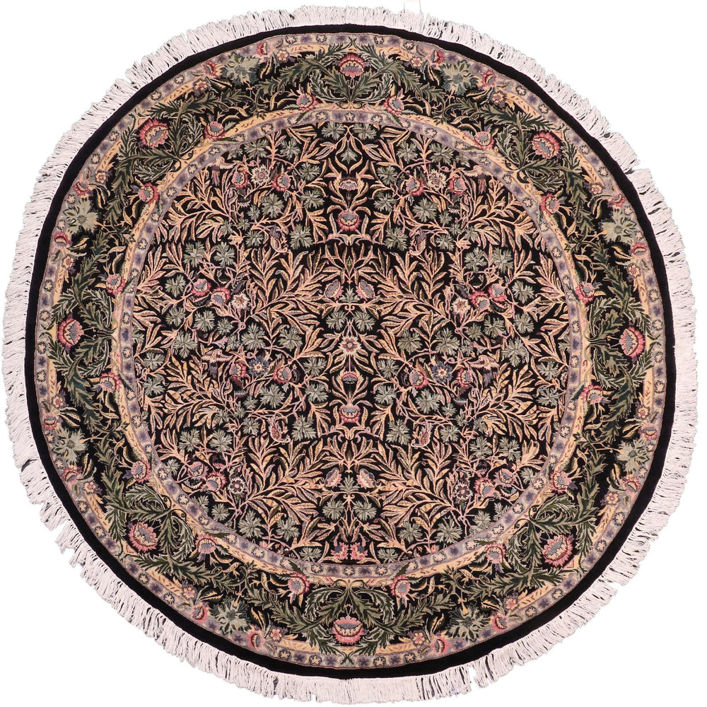 handmade Traditional Imran Black Green Hand Knotted ROUND 100% WOOL area rug 8'x8'