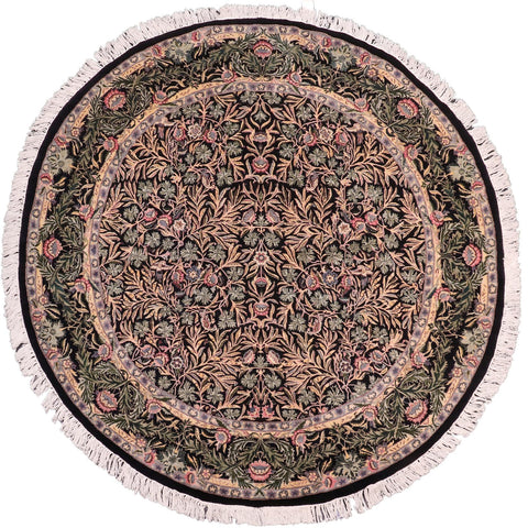 handmade Traditional Imran Black Green Hand Knotted ROUND 100% WOOL area rug 8'x8'