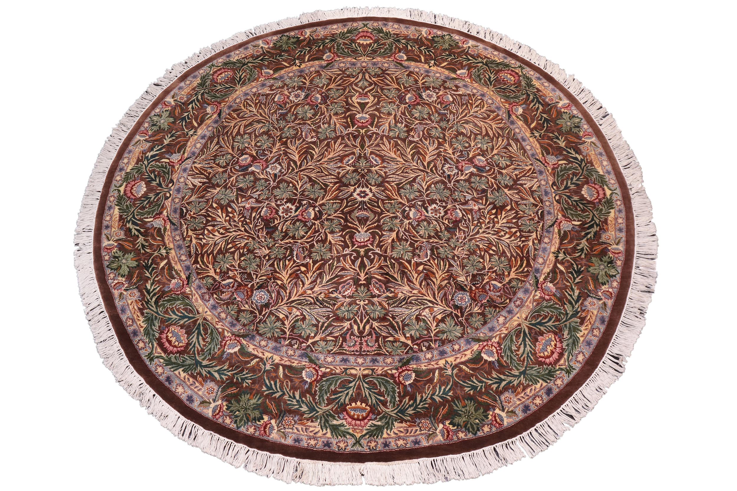 handmade Traditional Imran Brown Gray Hand Knotted ROUND 100% WOOL area rug 8'x8'