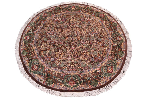 handmade Traditional Imran Brown Gray Hand Knotted ROUND 100% WOOL area rug 8'x8'