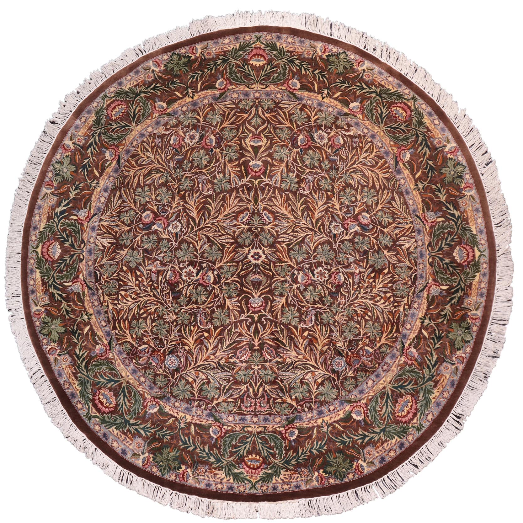 handmade Traditional Imran Brown Gray Hand Knotted ROUND 100% WOOL area rug 8'x8'
