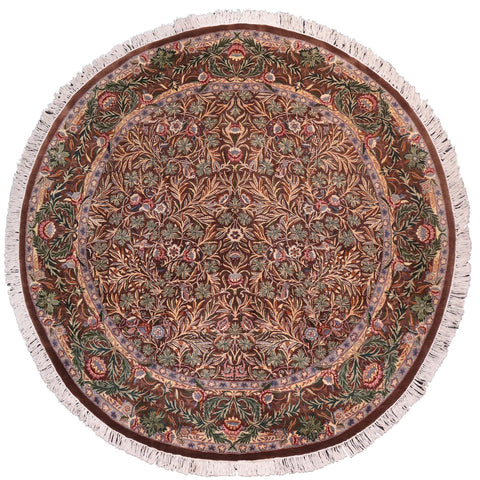 handmade Traditional Imran Brown Gray Hand Knotted ROUND 100% WOOL area rug 8'x8'