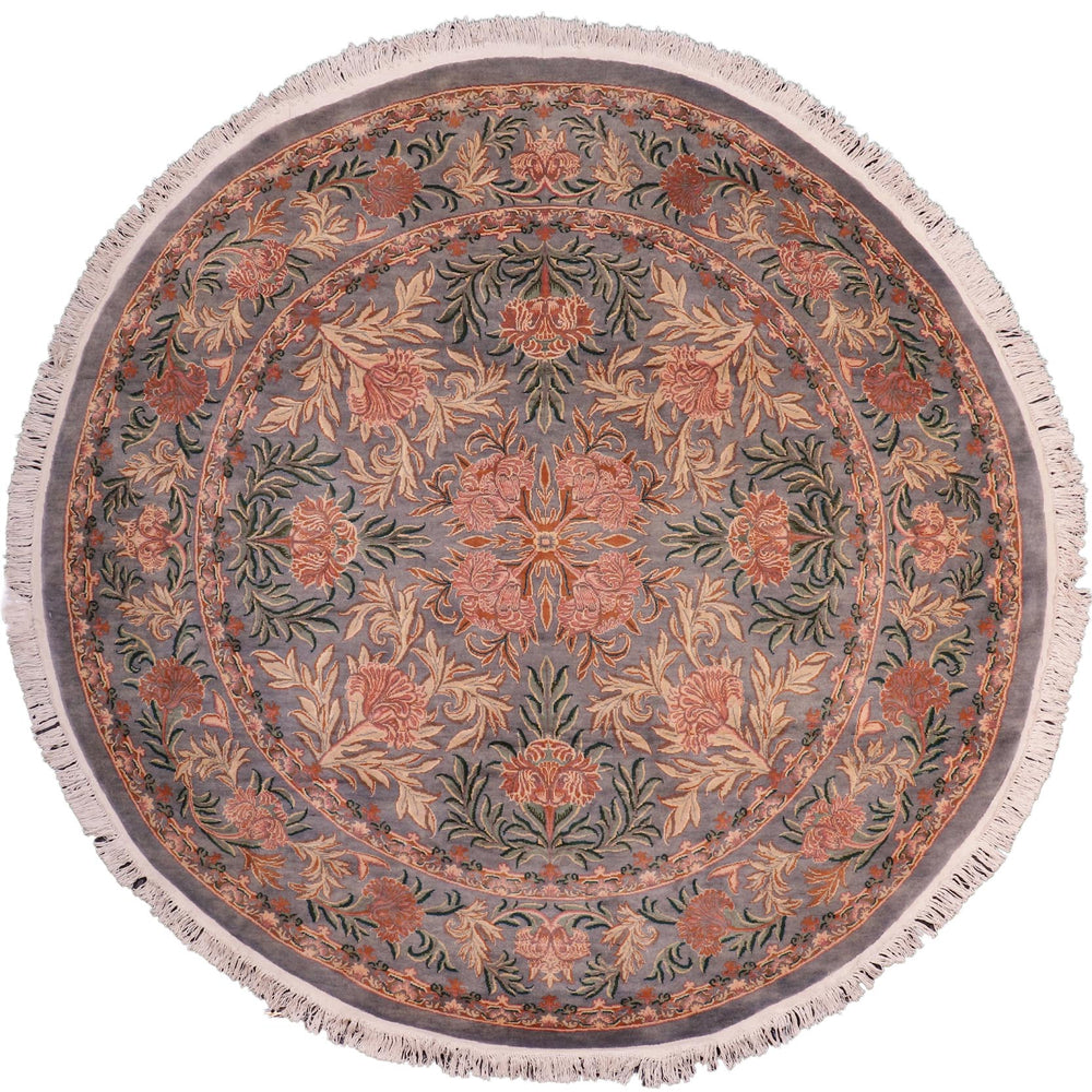 handmade Traditional Nayagra Gray Pink Hand Knotted ROUND 100% WOOL area rug 8'x8'
