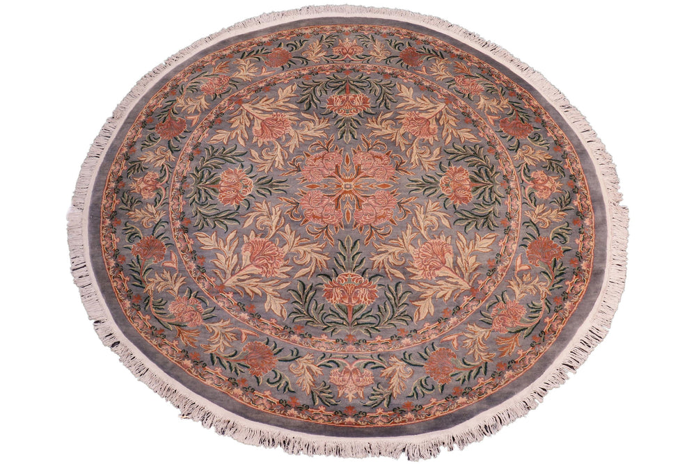 handmade Traditional Nayagra Gray Pink Hand Knotted ROUND 100% WOOL area rug 8'x8'