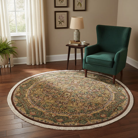 handmade Traditional Imran Brown Gray Hand Knotted ROUND 100% WOOL area rug 8'x8'