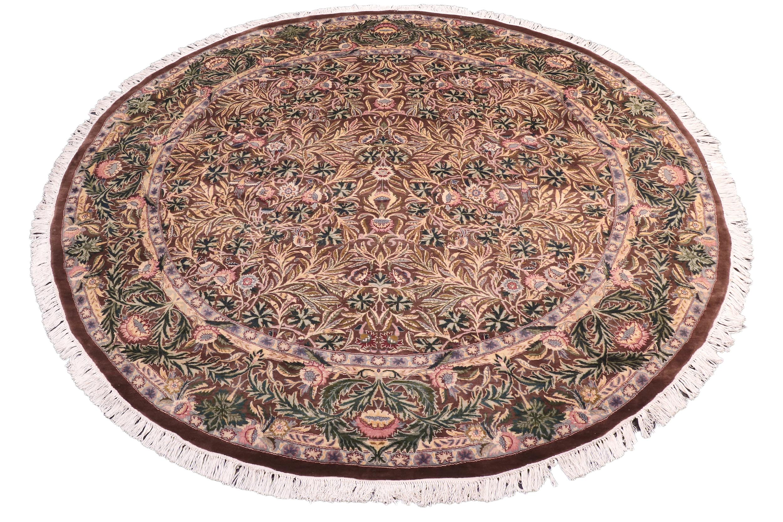 handmade Traditional Imran Brown Gray Hand Knotted ROUND 100% WOOL area rug 8'x8'