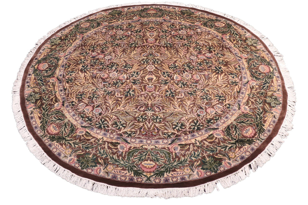 handmade Traditional Imran Brown Gray Hand Knotted ROUND 100% WOOL area rug 8'x8'