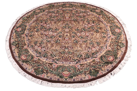 handmade Traditional Imran Brown Gray Hand Knotted ROUND 100% WOOL area rug 8'x8'