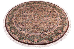 handmade Traditional Imran Brown Gray Hand Knotted ROUND 100% WOOL area rug 8'x8'