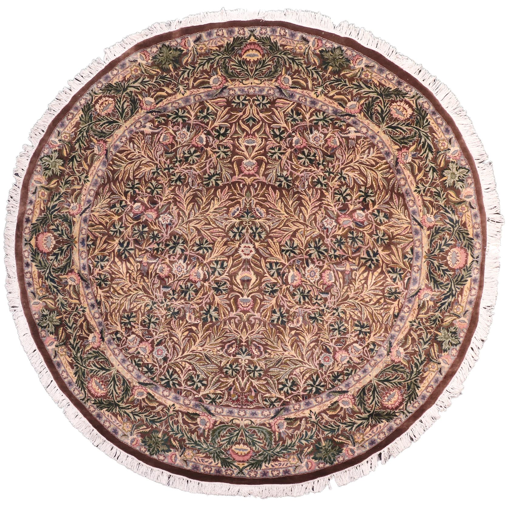 handmade Traditional Imran Brown Gray Hand Knotted ROUND 100% WOOL area rug 8'x8'